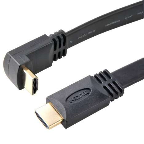 کابل HDMI فلت یک سر 90 درجه طول 30 سانتی متر