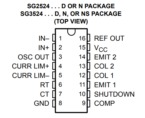 پایه های آی سی SG3524N