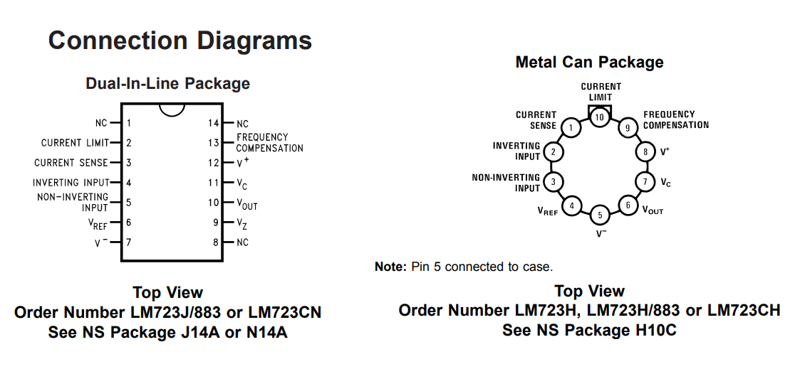پایه های آی سی LM723CN