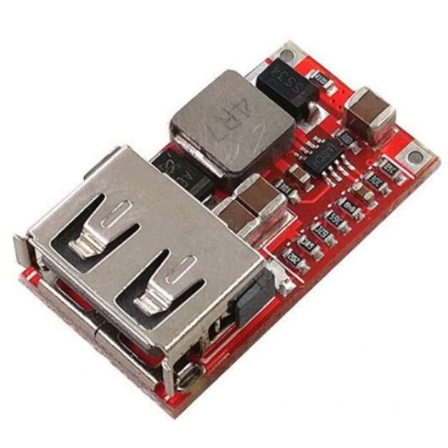 مبدل DC به DC معماری BUCK کاهنده ولتاژ 5 ولت و حداکثر جریان خروجی 3 آمپر مناسب برای شارژ گوشی با باتری ماشین