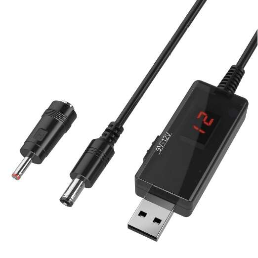 کابل افزاینده ولتاژ 5V به 12V با ورودی USB و خروجی آداپتوری 2.1mm