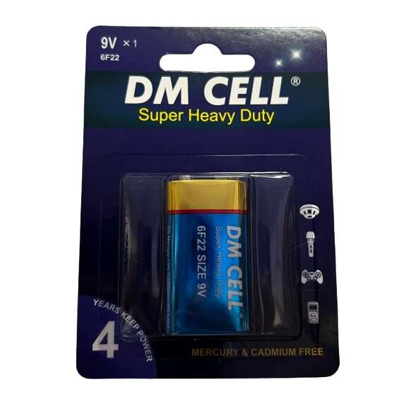 باتری کتابی 9 ولت DM CELL - بسته بندی کارتی