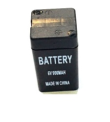 باتری چراغ قوه 6V 900mA,ابعاد 3.4*3.4*6.4 سانتیمتر