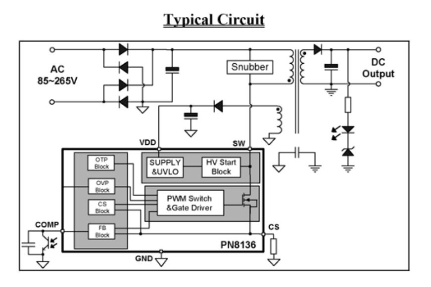 ساختار داخلی آی سی PN8136