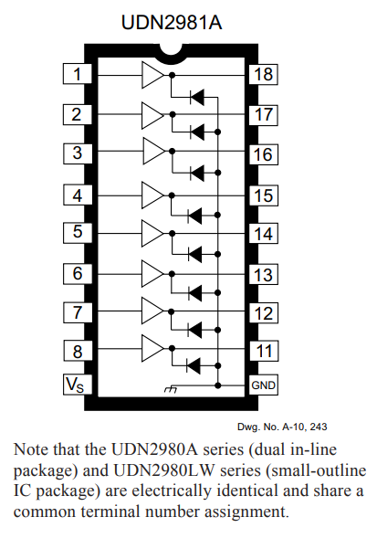 پایه های آی سی UDN2981