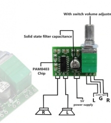 آمپلی فایر استریو 3w با PAM8403 همراه با ولوم