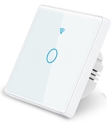 کلید تک پل هوشمند لمسی با قابلیت کنترل از طریق WiFi و ریموت 433MHz - قاب سفید