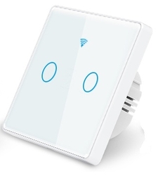 کلید دو پل هوشمند لمسی با قابلیت کنترل از طریق WiFi و ریموت 433MHz - قاب سفید