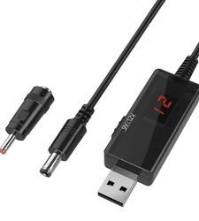 کابل USB افزاینده ولتاژ 5 به 9 و 12 ولت با نمایشگر