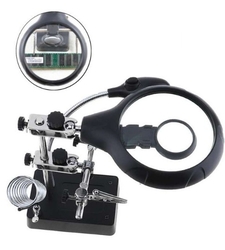 گیره مونتاژ ذره بین دار به همراه پایه هویه و شاخه LED مدل TE-800