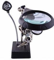 گیره مونتاژ ذره بین دار به همراه پایه هویه و شاخه LED مدل TE-800