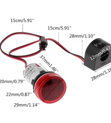 ولتمتر و آمپر متر چراغ سیگنالی AC500V-100A آبی گرد مدل AD101-22VAM