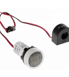 ولتمتر و آمپر متر چراغ سیگنالی AC500V-100A سفید گرد مدل AD101-22VAM
