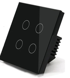 کلید چهار پل هوشمند لمسی با قابلیت کنترل از طریق WiFi و ریموت 433MHz - قاب مشکی