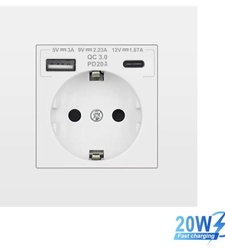 پریز برق توکار با خروجی USB A و TYPE-C با پشتیبانی فست شارژ - سفید رنگ